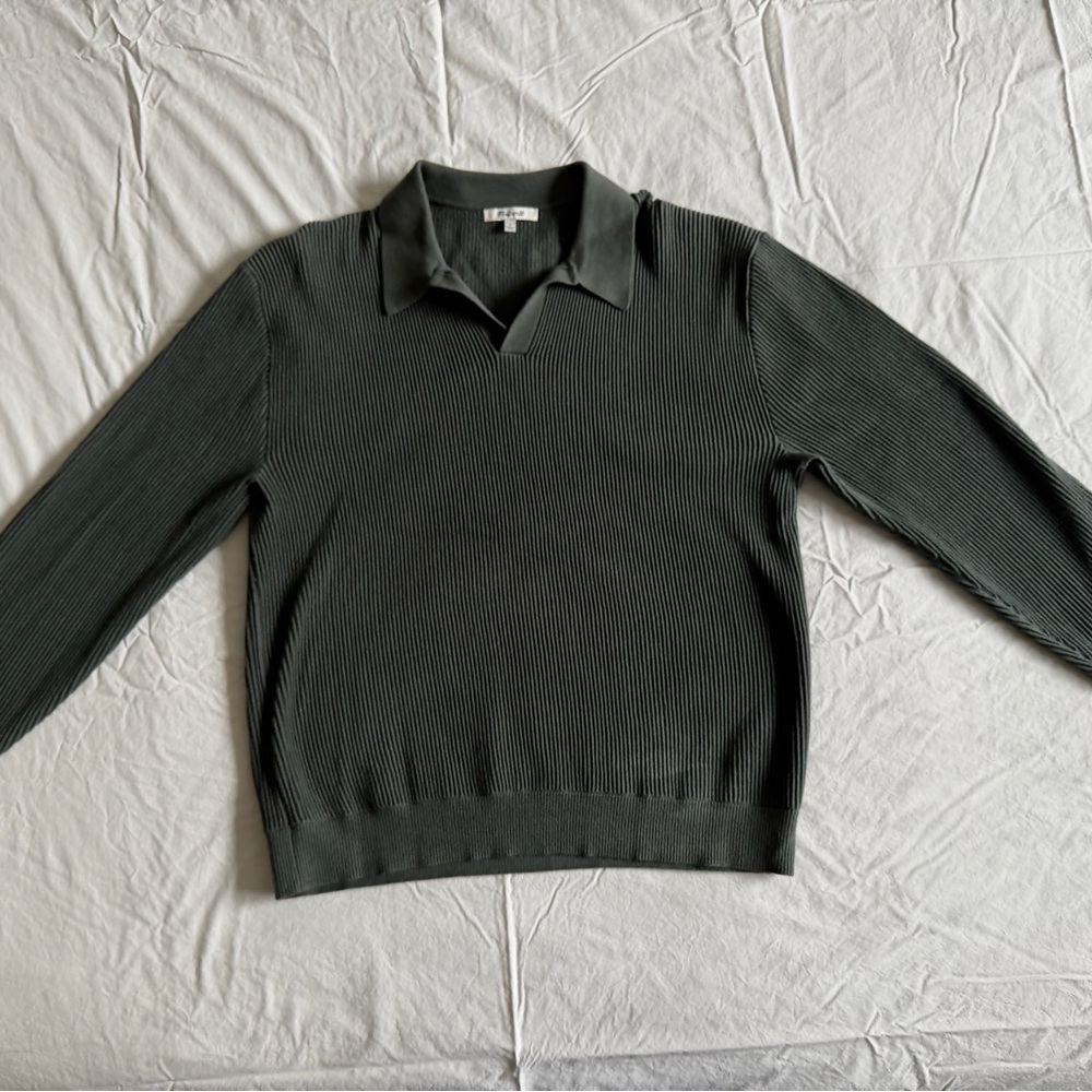 Madewell Men's Collared Sweater in Deep Green